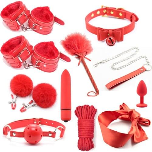 High Quality Sex Toys for Women BDSM Sex Bondage Set Handcuffs Nipple Clamps Gag Whip Rope Adult Games Sex Products for Couples