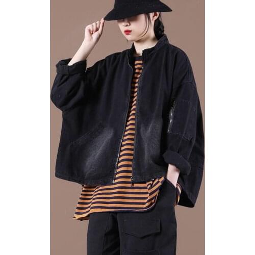 Spring Coat Women 2021 New Korean Loose Large Size Clothing Zipper Pocket Distressed Vintage Denim Short Jacket Chaqueta zh136