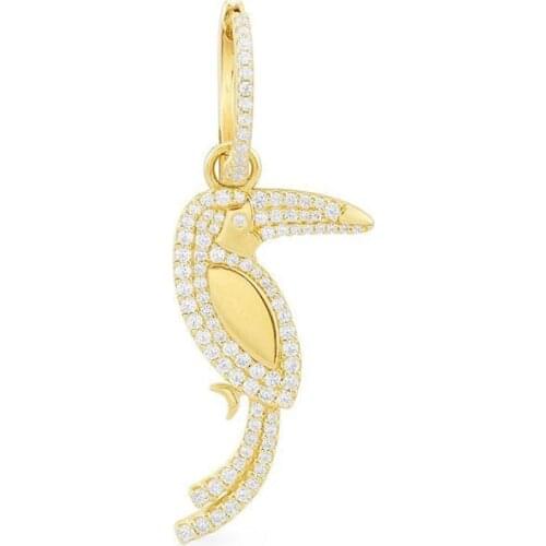 SLJELY Fashion Brand Real 925 Sterling Silver Yellow Gold Color Mono Toucan Earring 1pc for Women June Tropical Series Jewelry