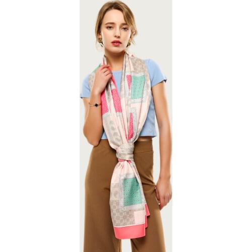 Women Soft Silk Neck Scarf Paisley Print Design Foulard Elegant Female Stylish Large Shawl Stole [3390]