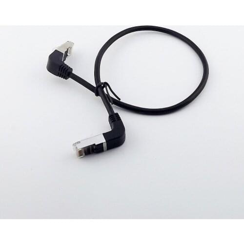 10pcs RJ45 Male to Male Up to Down Angled Ethernet LAN Network Extension Adapter Cable 50cm