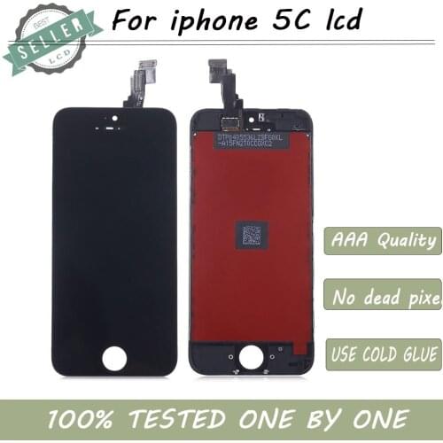 100% Glue Glue AAA+ Quality No Dead Pixel For LCD iPhone 5C Display Touch Screen Digitizer Assembly Black Replacement 10pcs DHL