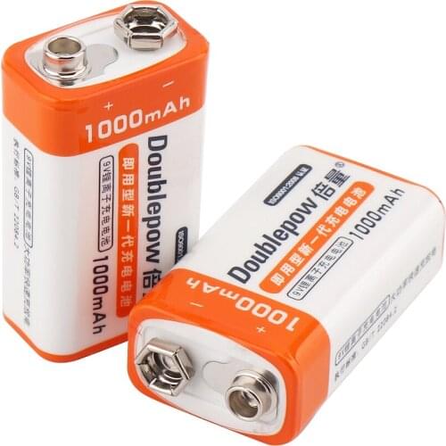 2pcs/lot Powerful 1000mAh lithium-ion battery 9V rechargeable battery for smoke detector wireless microphone