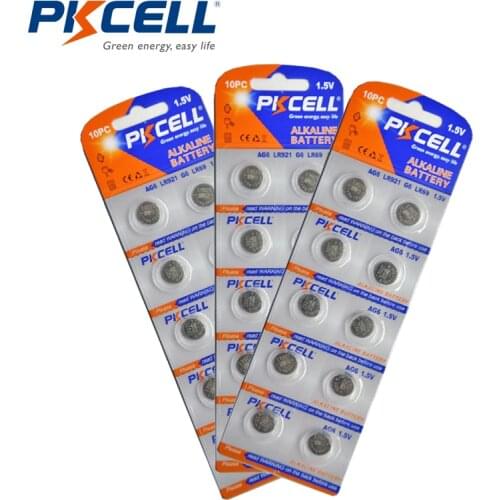30pcs/3cards 1.5V AG6 371A 371 370 SR69 LR920 SR920 SR920SW Alkaline Button Cell Watch Battery