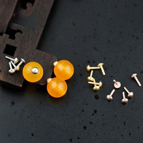 5pcs/lot 925 Sterling Silver Flat Head Screw Pins 6x3mm T-needle Tray Bead Bracket Stopper End Cap DIY Jewelry Findings Supplier