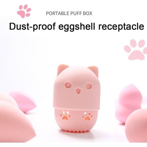 Egg Drying Case Soft Travel Cat Shape Elastic Makeup Dustproof Heat Resistant Puff Holder Portable Silicone Sponge Box Anti Fall
