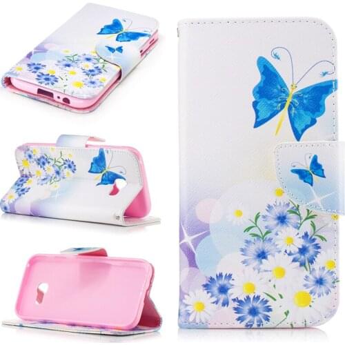 Flip Colored Drawing PU Leather Cases with Kickstand for Samsung Galaxy A5(2017) A5200 Mobile Phone Case with Wallet Card Holder