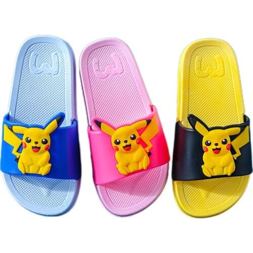 Pokemon Pikachu Childrens Slippers Anime Cartoon Cute Waterproof Non-slip Home Shoes PVC Plastic Boys and Girls Beach Shoes