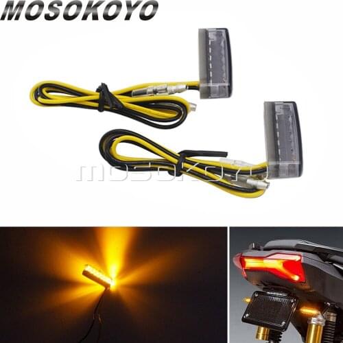 E9 12V Amber LED License Plate Light Mini Rear Brake Light For Harley Honda Yamaha Chopper Bobber Cafe Racer with 2 Wires