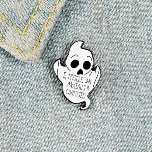 Cartoon White Ghost Skeleton Punk Enamel Brooch Custom Badge Cowboy Clothes Bag Pin Accessories Woman Jewelry Cute Gift For Kid