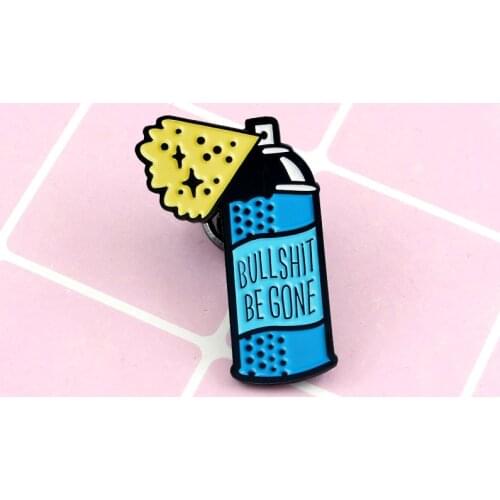 Spray Removal Cartoon blue Spray cans Enamel pins Cute Gift Fashion Jewelry Badge Denim Collar Needle Friends gift