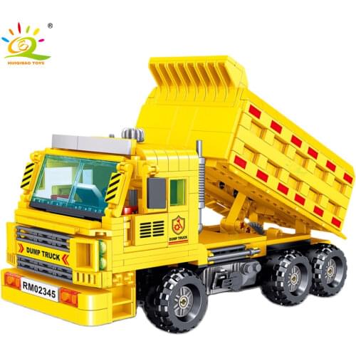 HUIQIBAO TOYS 755pcs Engineering Dump Truck Building Blocks For Children City Construction Tipper Car Bricks Set Kids Gift