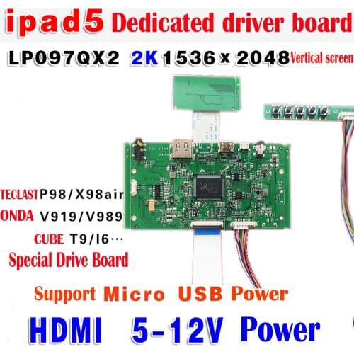 IPAD5 9.7Inch LP097QX2-SPAV Dedicated LCD Driver Board Controller 2K 1536*2048 HDMI 5-12V Power Ultra-thin style