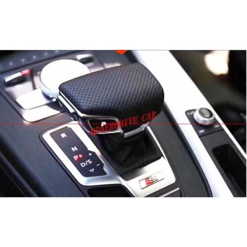 QDAEROHIVE handball cover Black perforated leather selector lever handle Gear Shift Knob handball cover For Audi A4 B9 A5 Q7