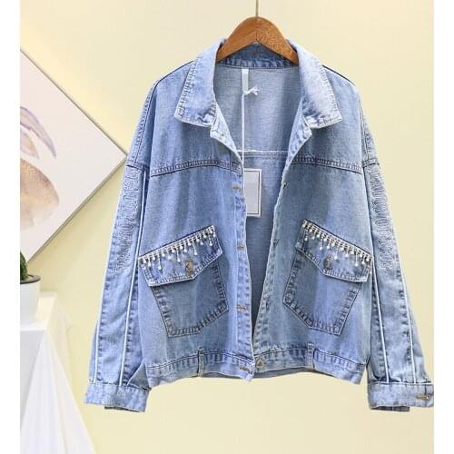 New Denim Jacket Women Autumn Vintage Plus Size Women Jeans Jackets Basic Coat Casual Big Loose Outerwear Kurtka Jeansowa Damska