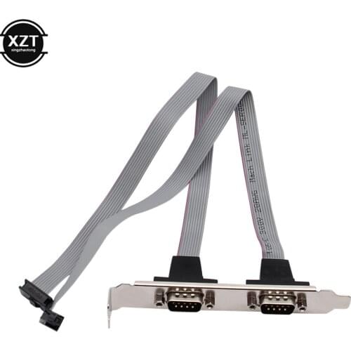 For Host Case PC Chassis Motherboard 2-Port Serial RS232 DB9 Male COM Port to IDC 10pin Cable w/ Bracket Extender cable wire cor