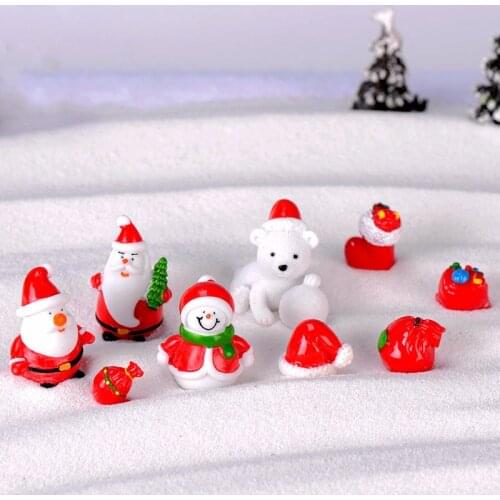Kawaii Miniature Christmas Snowman Figurine Home Decoration Fairy Garden Cartoon Animal Statue Bonsai Ornaments Resin Craft Gift