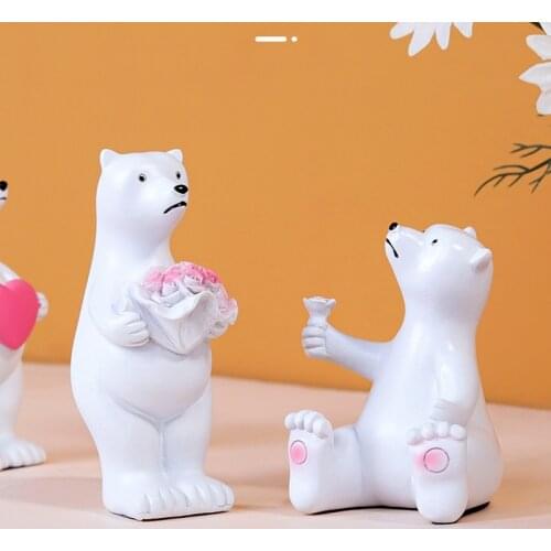 Cute Bear Resin Ornament Realistic Innovative Animal Figurines Bear Home Living Room Decor Gifts for Kids TS2