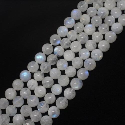Mini. order is $7! 10 mm Natural Moonstone Glowing Blue light A+ Round Loose Beads 15"