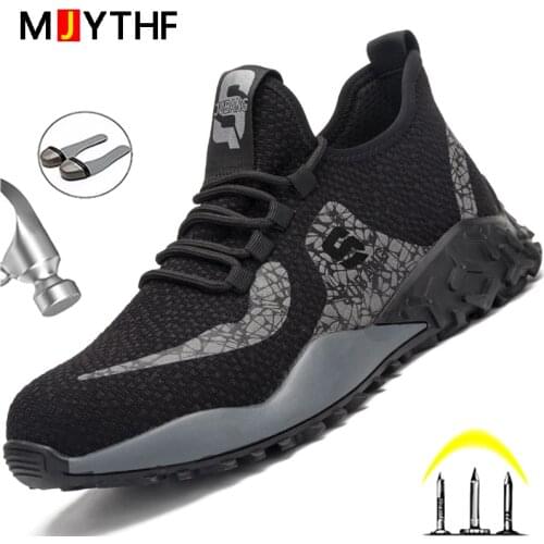 Fashion Work Shoes Indestructible Sneakers Men Steel Toe Shoes Anti-puncture Sport Safety Shoes Men Boots Reflective Safety Boot