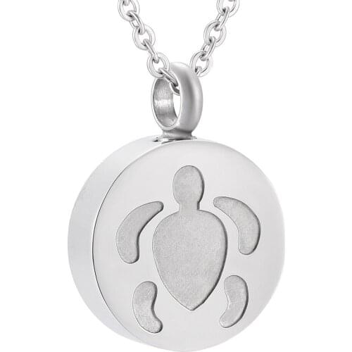 Animal Tortoise Engrave Urn Family Member Loss Pendant Hold Ashes Cremation Memorial Jewelry Necklace For Pet/Human