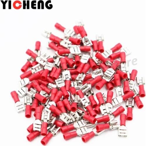 50pcs male and female butt insulated terminals plug spring cold-pressed terminal block insert end FDD1-250 FDD2-250 FDD5-250