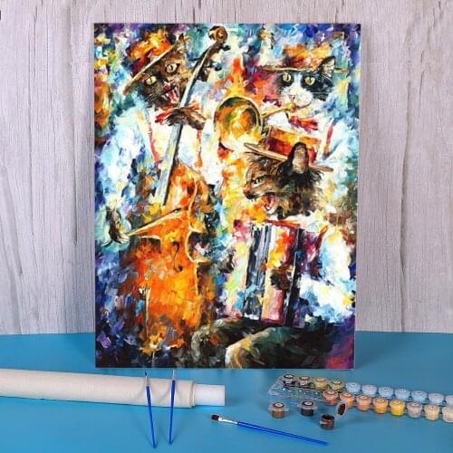 Jamming Cats DIY Paint By Numbers Kit Oil Paints 50*70 Picture By Numbers Photo Handmade Crafts For Adults Handiwork