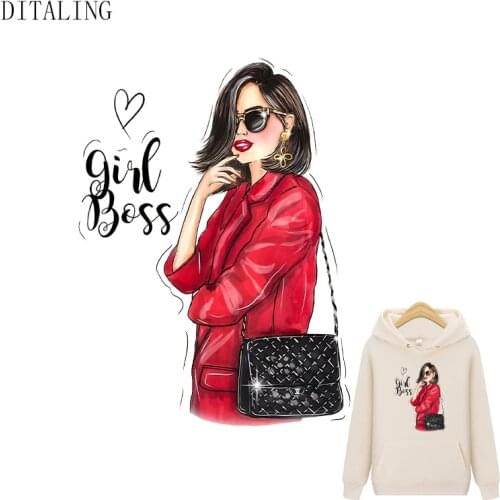 Boss Girl Patches On Clothes Heat Transfer Patch For T-Shirt DIY Washable Clothing Ironing Stickers Fashion Girl Thermal Sticker