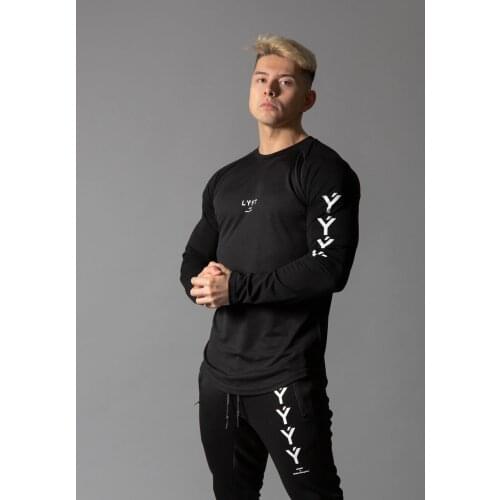 New Fitness Sport long-sleeve t-shirt Mens leisure long-sleeve slim style