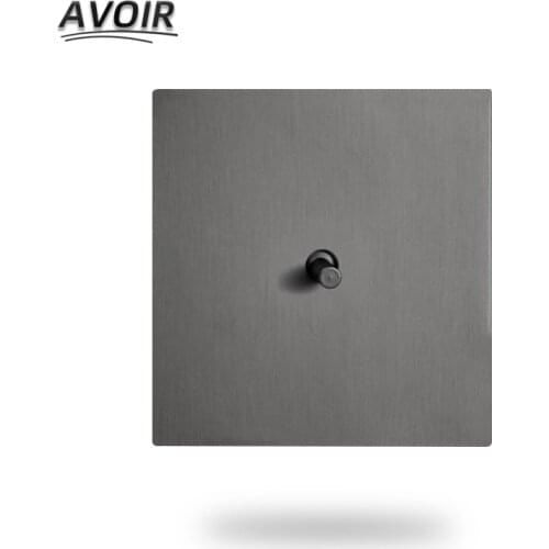 Avoir Light Switch Retro Toggle Switch Gray Stainless Steel Panel Usb Wall Socket EU French Plug 1 2 3 4 Gang 2 Way Dimmer 20A