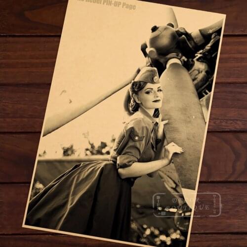 The Rebel Airplane Pin Up Girl Vintage Retro Canvas Painting Poster DIY Wall Home Bar Posters Home Decor Gift