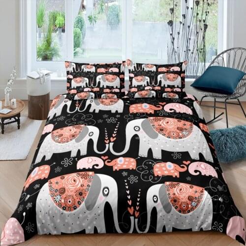Home Living Luxury 3D Boho Elephant Bedding Set Girl Duvet Cover Set Pillowcase Kids Bedding Set Queen and King EU/US/AU/UK Size