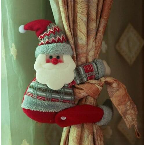 Christmas Curtain Buckle Cartoon Santa Doll Hugging Posture Decorations Pendant Home Curtain Window Decoration