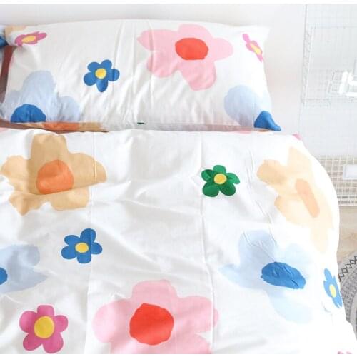 Printed cotton bedding set double bed gentle lovely girl room decorative duvet sheet set fitted sheet