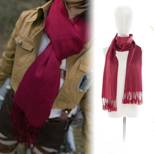 Cosply Attack on Titan Mikasa Ackerman Scarf Winter Warm Soft Cotton Scarf for Girls Comic Cosplayer Accessories Attack on Tiant
