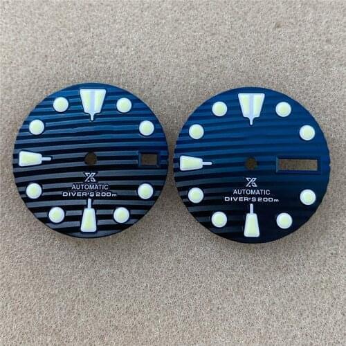 28.5MM Single/Dual Calendar Watch Dial Replacement Green Luminous Dial for NH35/NH36/4R36 Watch Movement Modification Spare Part