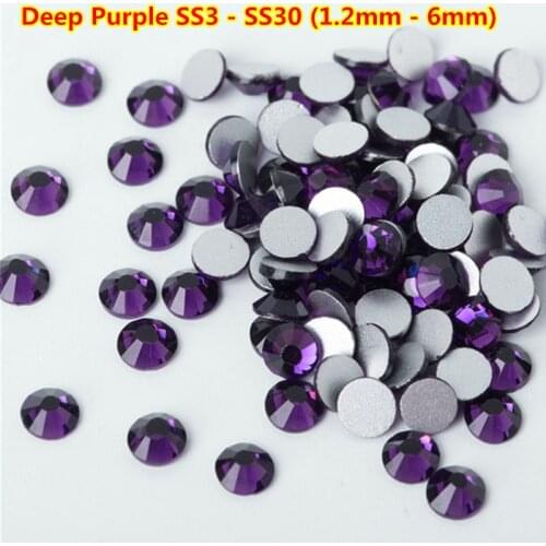1440pcs/bag Deep Purple SS20 4.6-4.8mm 1440pcs Dk.Amethyst Nail Art Rhinestones Non HotFix Rhinestones DIY Nail Art Decorations