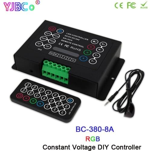 DC5V 12V 24V 36V 3CH RGB LED Strip Light Controller BC-380-8A 8A*3CH DIY Constant Voltage lamp tape Dimmer & 21key IR remote