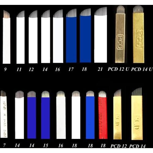 Tattoo Needles 7 9 11 12 14 16 17 18 14U 15U 16U 18U PCD 12 14 U Pernement Makeup Eyebrow 3d Embroidery Microblading Needle