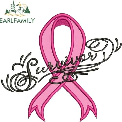 EARLFAMILY 13cm x 11.6cm Pink Ribbon Breast Cancer SURVIVOR Vinyl Stickers Car Bumper Window Decal Waterproof Accessories
