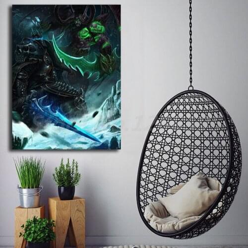 World Of Warcrafts Illdan Vs Lich King Canvas Painting Print Artwork Living Room Home Decor Modern Wall Art Oil Painting Poster