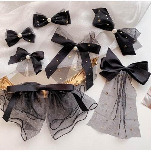 2021 Spring New Women Girls Elegant Pearls Lace Bow Hair Clips Sweet Hair Ornament Headband Hairpins Fashion Hair Accessories