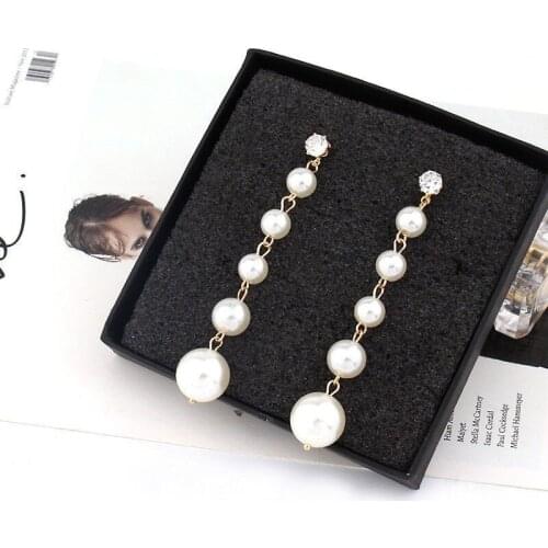 Elegant Long Tassel Pearl Earrings For Women Girls Classic Simulated Pearls Tassel Dangle Earring Fashion Jewelry Brincos Gifts