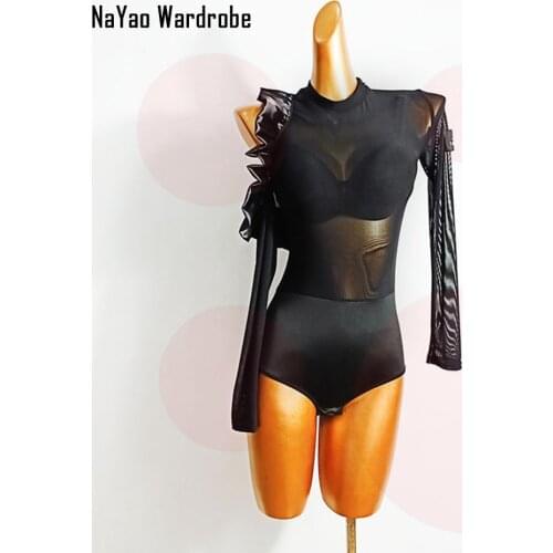 2020 New Latin Dance Dress Tops Women One Side Shoulder Latin Dancing Clothes Belly Ballroom Tango Dresses W551