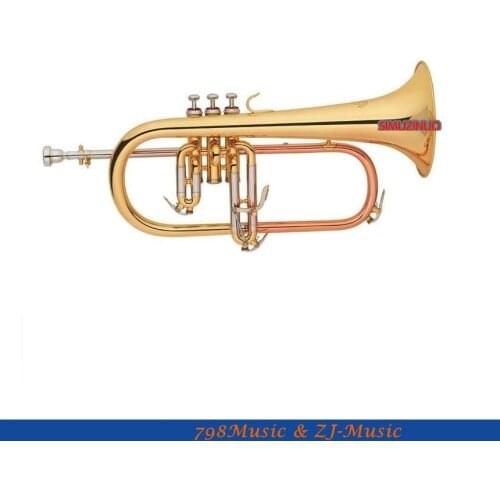 Gold Flugelhorn Phosphor Copper Pipe Bb Keys With Flugel horn Case Bore 11.3mm Bell 153mm