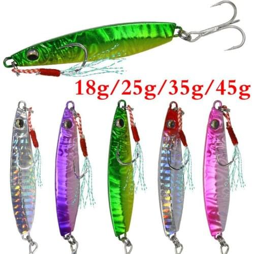 18g/25g/35g/45g Metal Iron Plate Fishing Lures VIB Bait Feather Spinner Artificial Hard Fish Lures Fishing Treble Hook Tackle