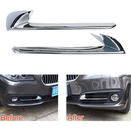 2PCS/SET ABS Chrome Front Fog Light Lamp Decorative Cover Trim Strip Decoration For 2014 5 Series 520 525 520i Car Styling