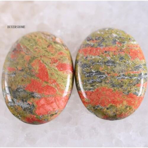 2Pcs/Lot 22x30MM Oval Natural Stone Bead Unakite Epidote CAB Cabochon For Jewelry Making DIY Bracelet Necklace K515