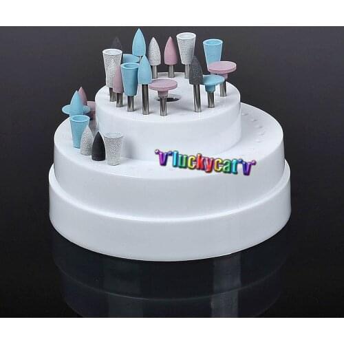 24pcs Assorted Dental Lab Silicone Polisher+1PC 60 Hole Bur Block Holder Case