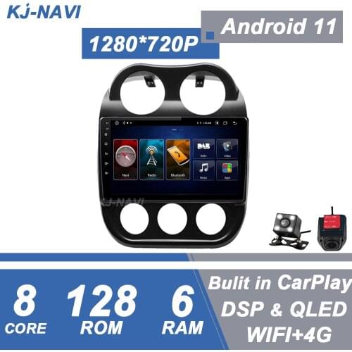 360 Camer 8-Core 6+128G Android 11 Car Radio Carplay Video Player GPS 4G WIFI 2 DINFor Jeep Compass 1 MK 2009 - 2015 Multimedia